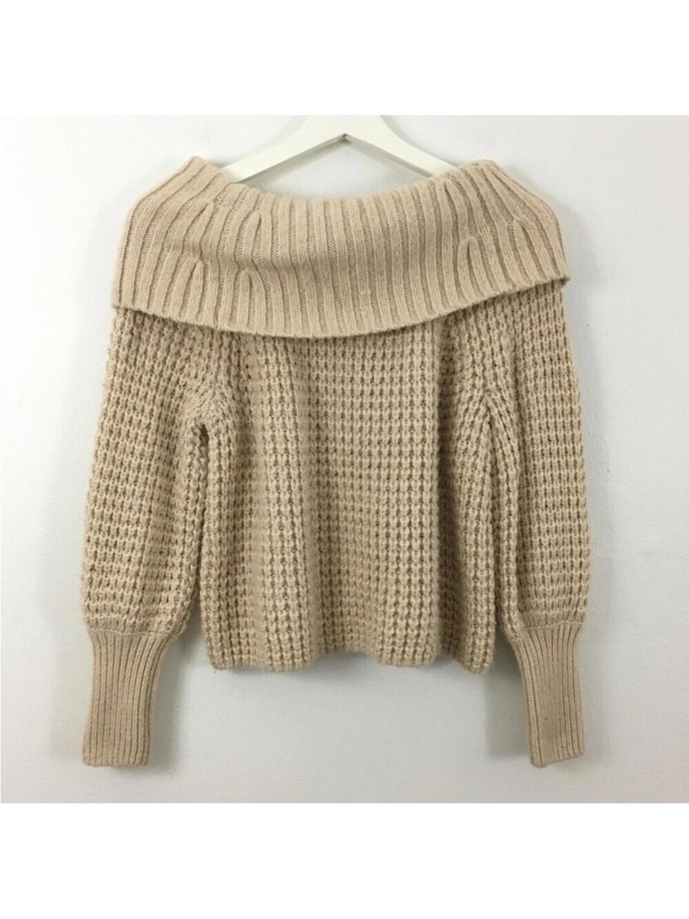 Express Women’s Waffle Knit Cropped Brown Sweater Size S - Picture 2 of 4